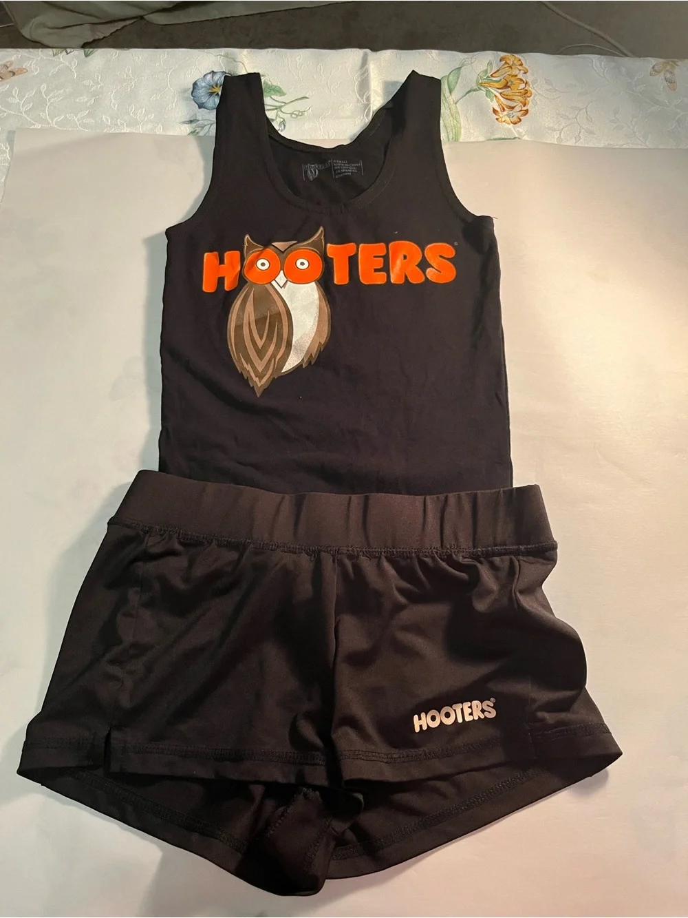 Hooters Black Tank and Shorts Set with Orange Logo